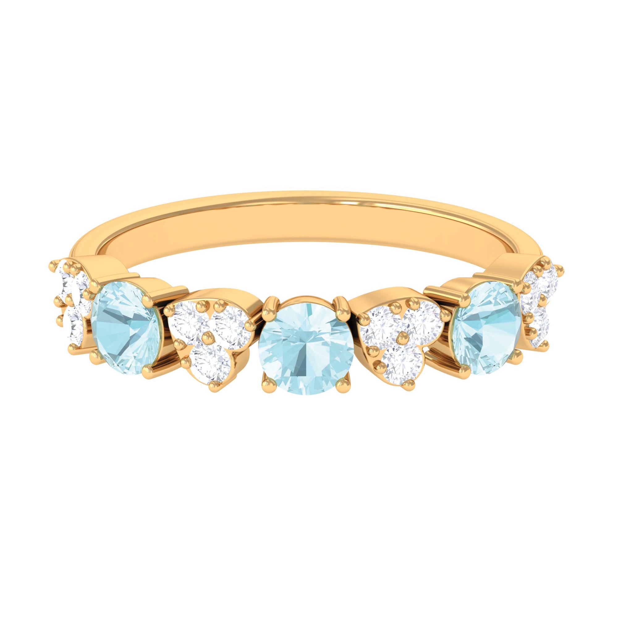 1.25 CT Alternate Sky Blue Topaz and Diamond Half Eternity Ring Sky Blue Topaz - ( AAA ) - Quality - Rosec Jewels