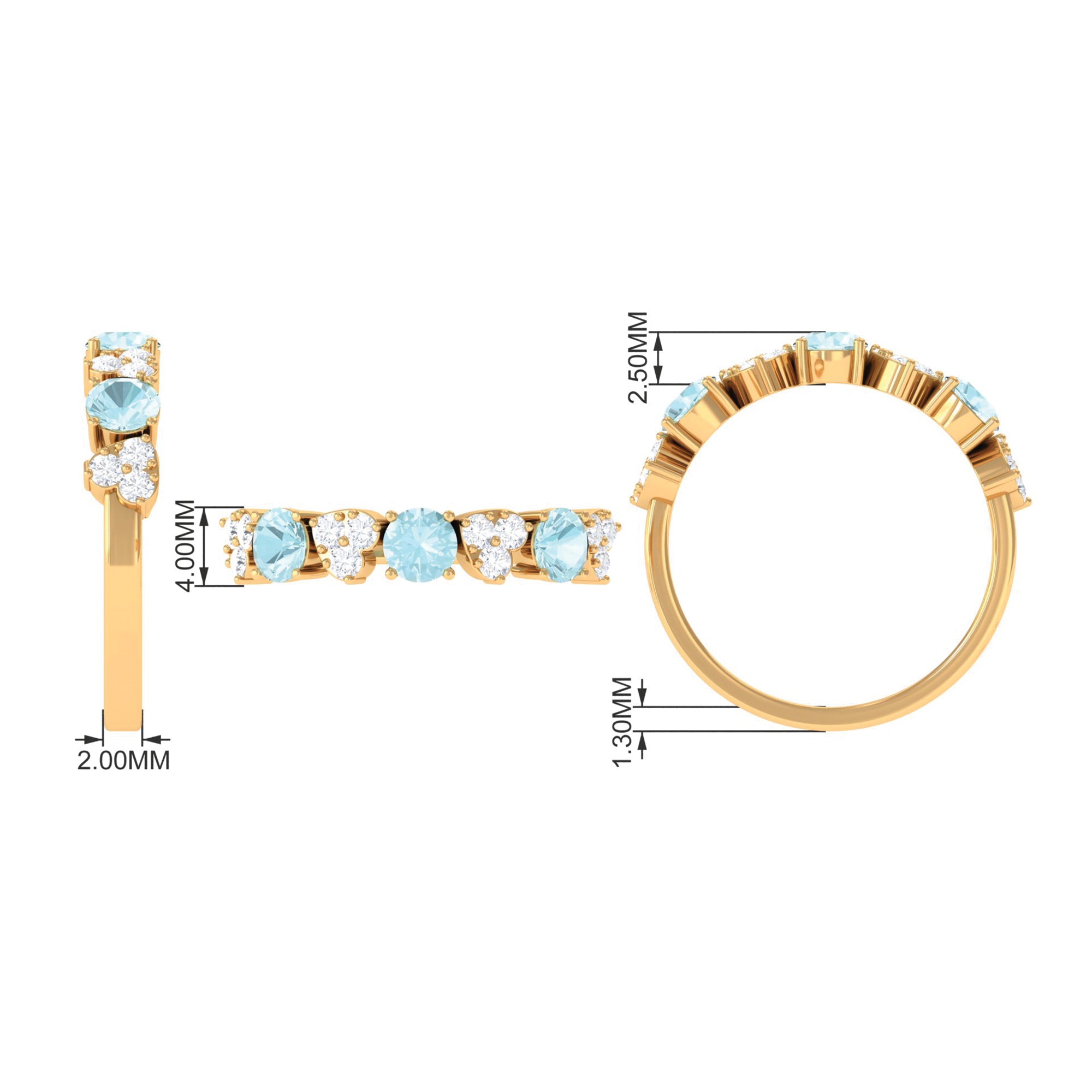 1.25 CT Alternate Sky Blue Topaz and Diamond Half Eternity Ring Sky Blue Topaz - ( AAA ) - Quality - Rosec Jewels