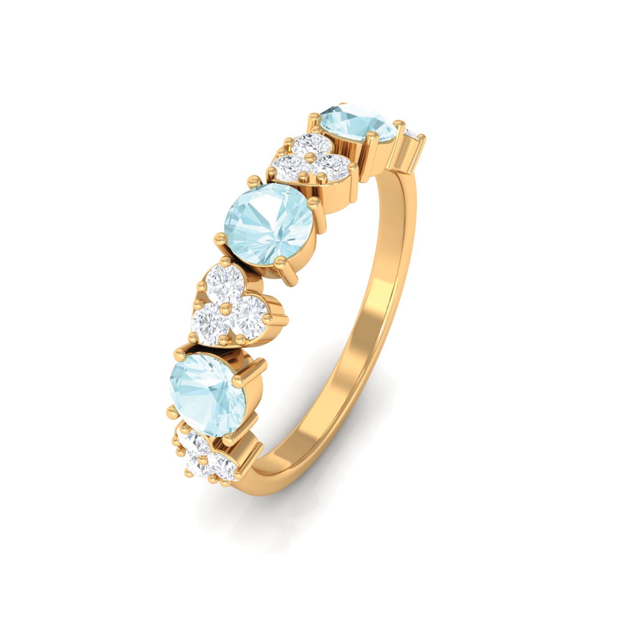 1.25 CT Alternate Sky Blue Topaz and Diamond Half Eternity Ring Sky Blue Topaz - ( AAA ) - Quality - Rosec Jewels