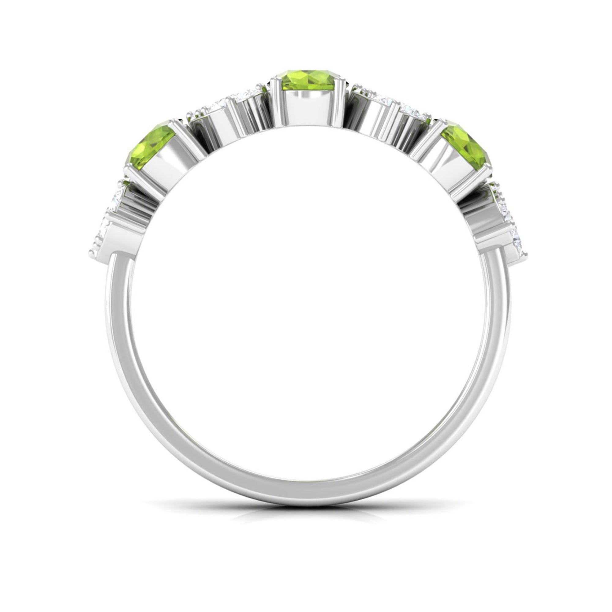 Peridot and Diamond Heart Shape Alternate Eternity Ring Peridot - ( AAA ) - Quality - Rosec Jewels