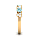 Aquamarine and Diamond Heart Shape Eternity Ring Aquamarine - ( AAA ) - Quality - Rosec Jewels