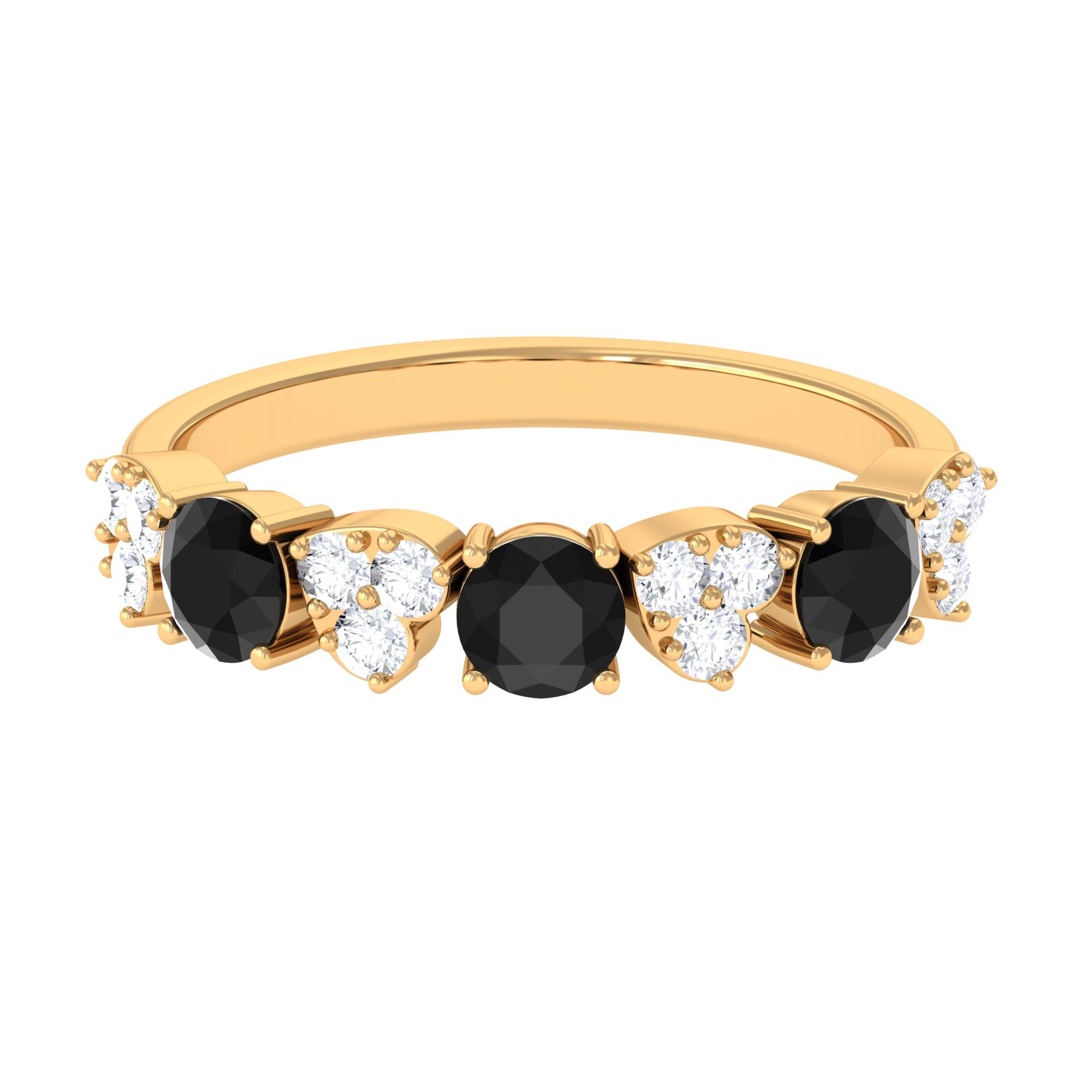 1.50 CT Alternate Black Spinel and Diamond Half Eternity Ring Black Spinel - ( AAA ) - Quality - Rosec Jewels