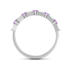 Amethyst and Diamond Alternate Half Eternity Ring Amethyst - ( AAA ) - Quality - Rosec Jewels