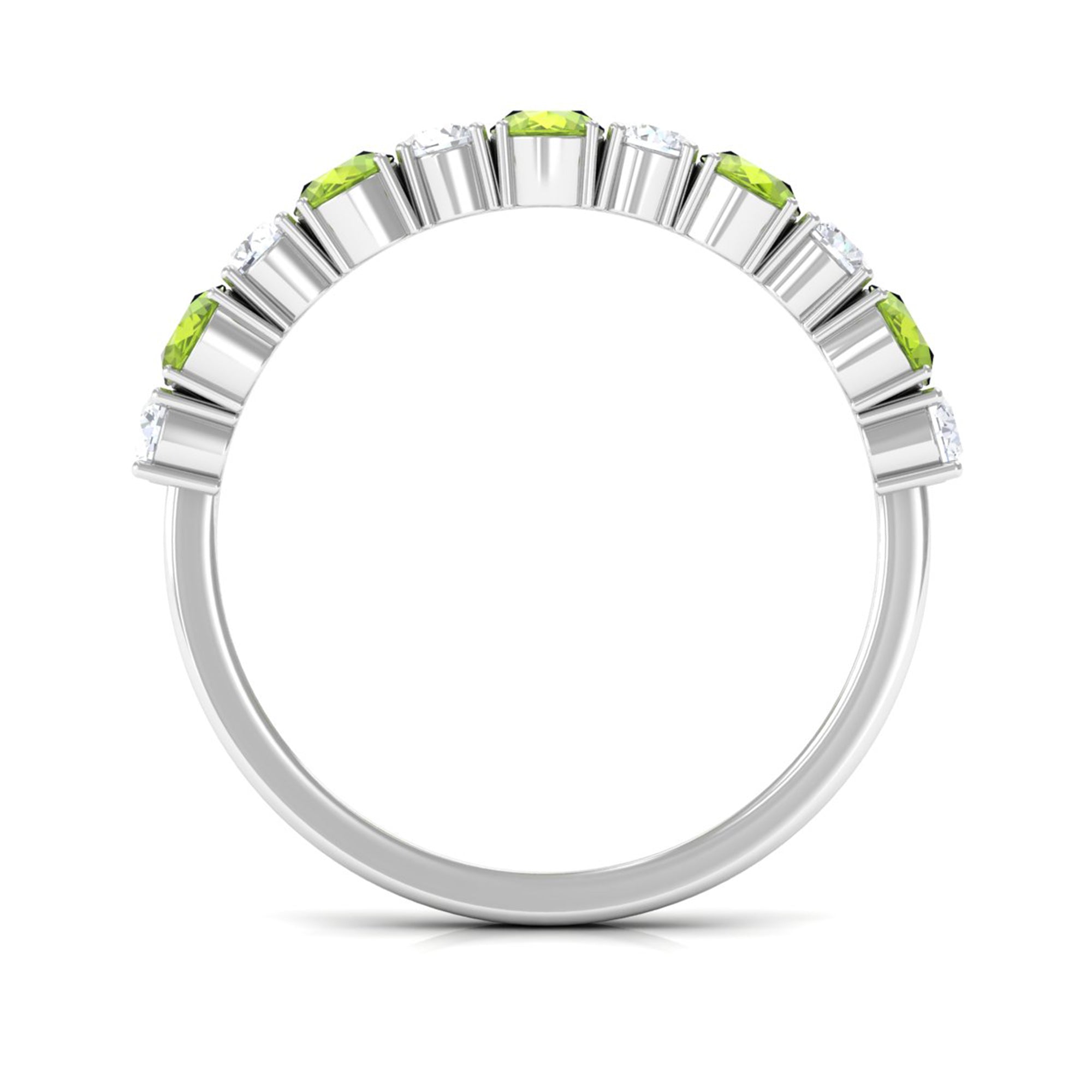 1.50 CT Alternate Peridot and Diamond Half Eternity Ring Peridot - ( AAA ) - Quality - Rosec Jewels