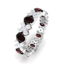 Real Garnet and Diamond Designer Eternity Band Ring Garnet - ( AAA ) - Quality - Rosec Jewels