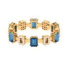 Alternate Octagon Cut London Blue Topaz and Diamond Eternity Ring London Blue Topaz - ( AAA ) - Quality - Rosec Jewels