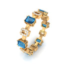 Alternate Octagon Cut London Blue Topaz and Diamond Eternity Ring London Blue Topaz - ( AAA ) - Quality - Rosec Jewels