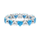 2.75 CT Swiss Blue Topaz and Diamond Heart Eternity Ring Swiss Blue Topaz - ( AAA ) - Quality - Rosec Jewels