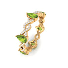 Peridot and Diamond Full Eternity Ring with Crossover Shank Peridot - ( AAA ) - Quality - Rosec Jewels