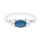 1.50 CT Oval London Blue Topaz East West Ring with Diamond London Blue Topaz - ( AAA ) - Quality - Rosec Jewels