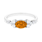 1.50 CT Oval Cut Citrine Solitaire East West Ring with Diamond Citrine - ( AAA ) - Quality - Rosec Jewels