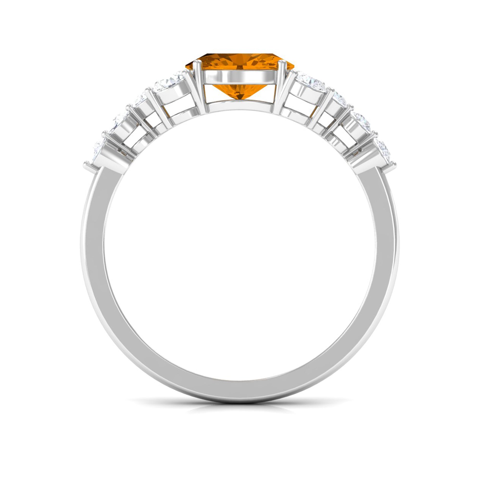 1.50 CT Oval Cut Citrine Solitaire East West Ring with Diamond Citrine - ( AAA ) - Quality - Rosec Jewels