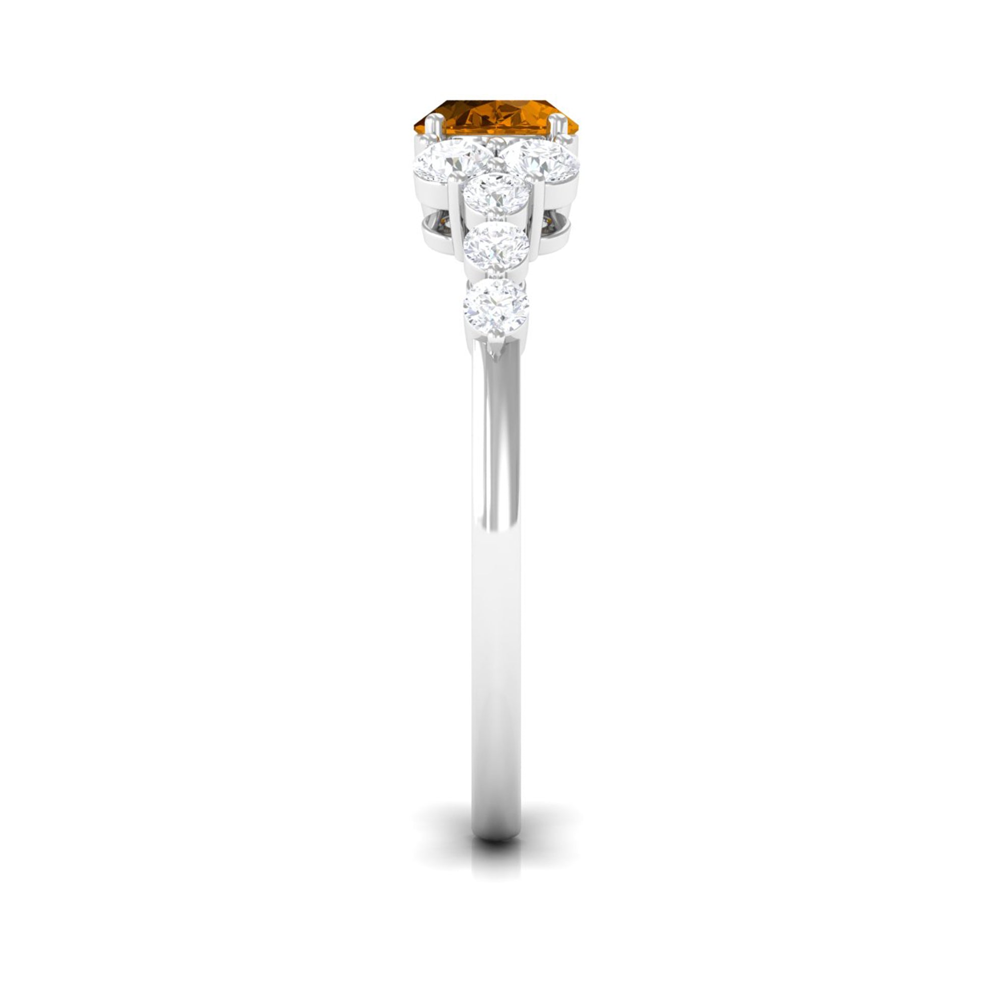 1.50 CT Oval Cut Citrine Solitaire East West Ring with Diamond Citrine - ( AAA ) - Quality - Rosec Jewels