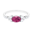 Pink Tourmaline Solitaire East West Ring with Diamond Side Stones Pink Tourmaline - ( AAA ) - Quality - Rosec Jewels