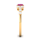 Pink Tourmaline Solitaire East West Ring with Diamond Side Stones Pink Tourmaline - ( AAA ) - Quality - Rosec Jewels