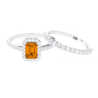 2.75 CT Natural Citrine and Moissanite Ring Set in Gold Citrine - ( AAA ) - Quality - Rosec Jewels