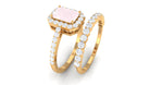 Real Rose Quartz and Moissanite Stackable Ring Set Rose Quartz - ( AAA ) - Quality - Rosec Jewels