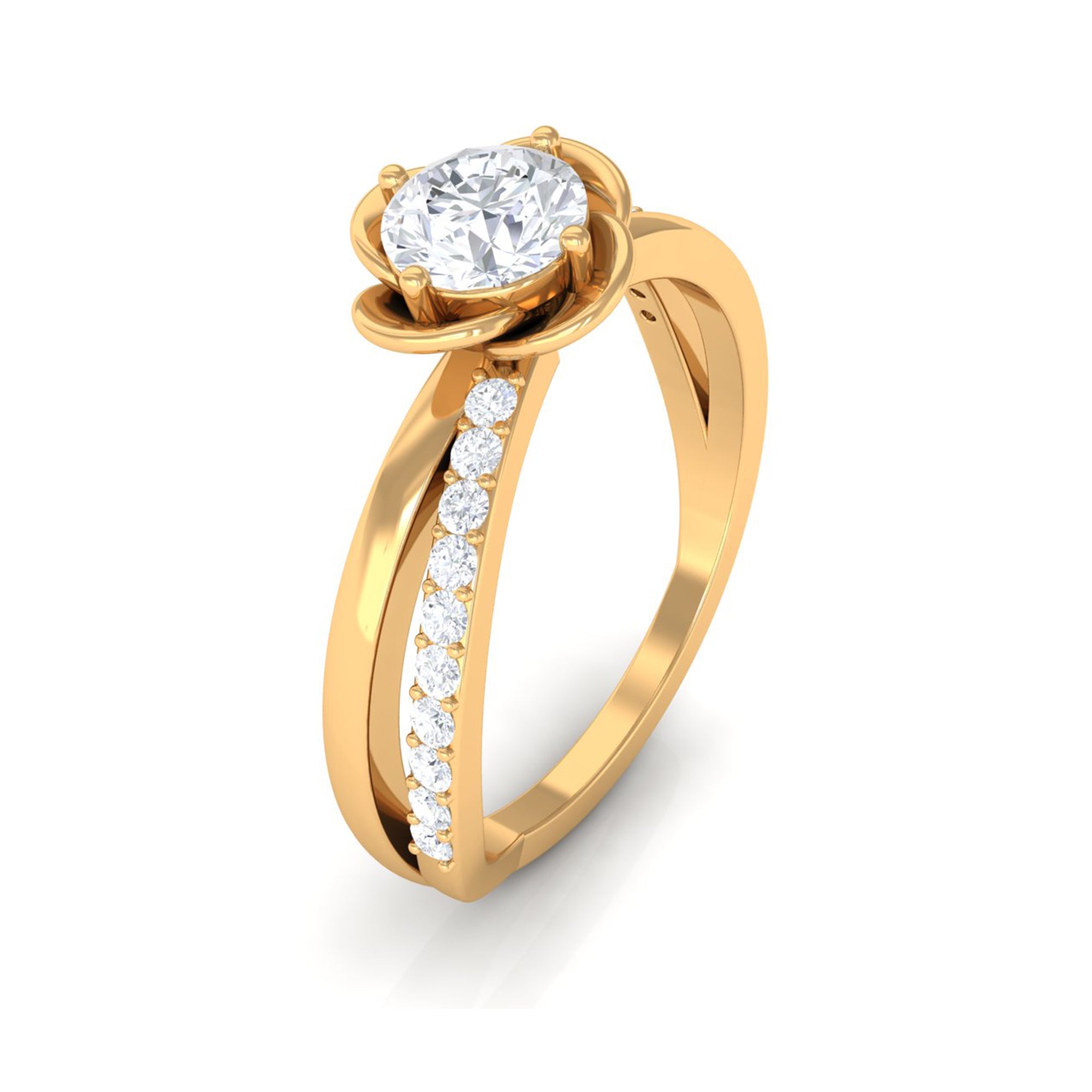 Certified Moissanite Flower Promise Ring Moissanite - ( D-VS1 ) - Color and Clarity - Rosec Jewels