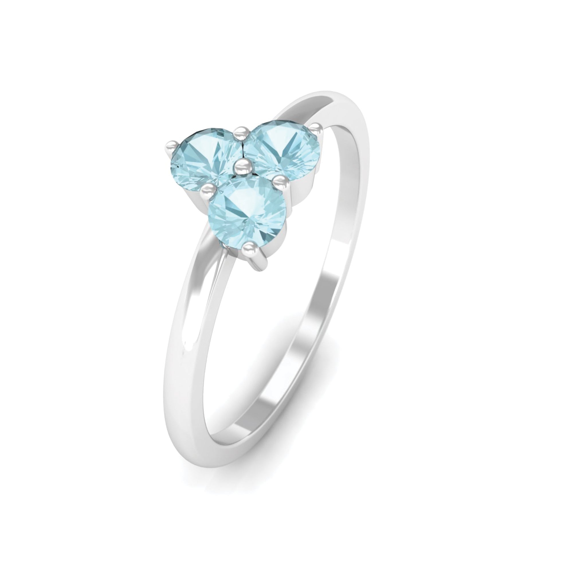 1/4 CT Round Sky Blue Topaz Three Stone Promise Ring Sky Blue Topaz - ( AAA ) - Quality - Rosec Jewels