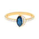 1.25 CT Marquise London Blue Topaz Minimal Ring with Diamond London Blue Topaz - ( AAA ) - Quality - Rosec Jewels