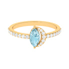 Marquise Cut Sky Blue Topaz and Diamond Minimal Ring Sky Blue Topaz - ( AAA ) - Quality - Rosec Jewels