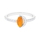 Minimal Marquise Fire Opal and Diamond Engagement Ring Fire Opal - ( AAA ) - Quality - Rosec Jewels