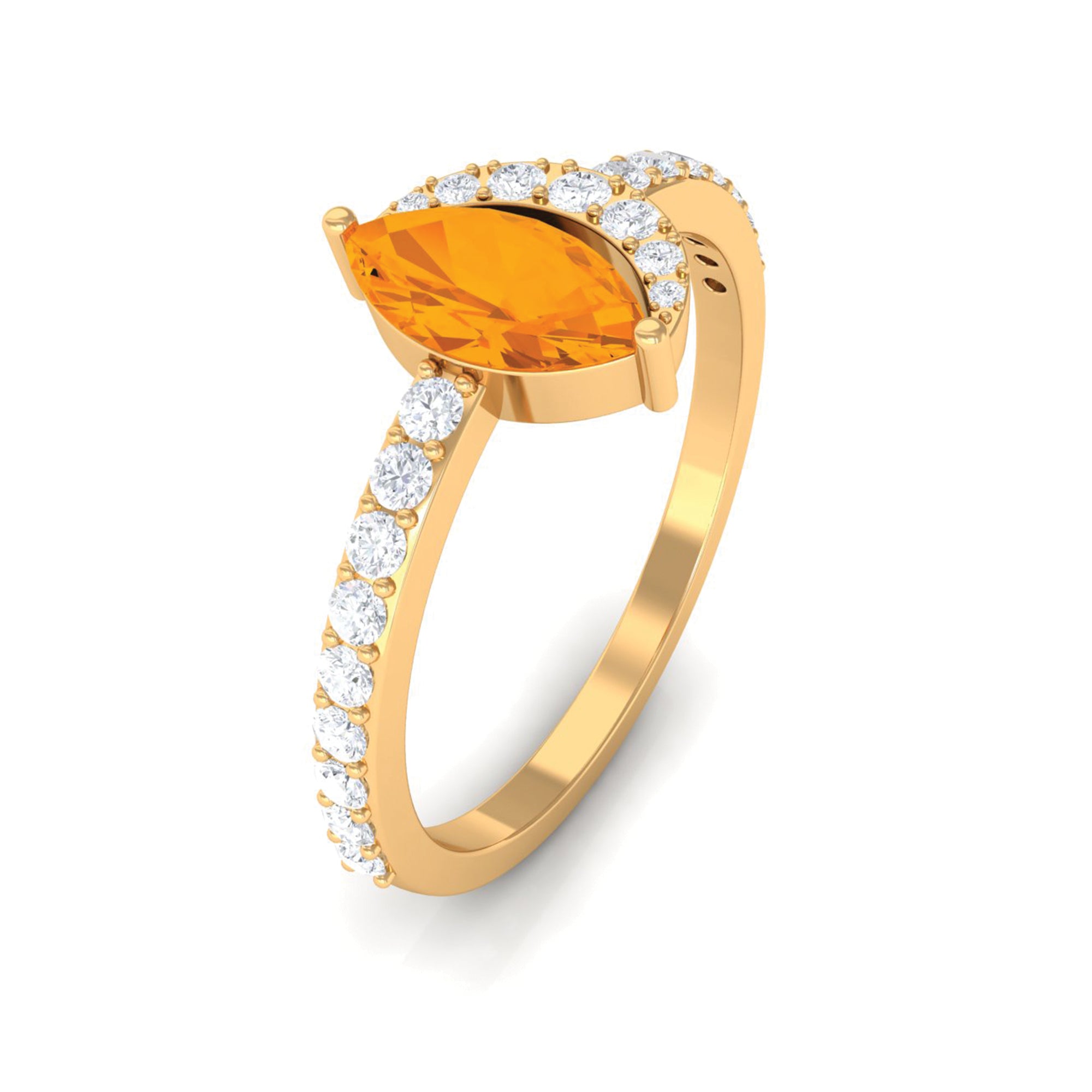 Minimal Marquise Fire Opal and Diamond Engagement Ring Fire Opal - ( AAA ) - Quality - Rosec Jewels