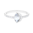 3/4 CT Marquise Cut Moonstone and Diamond Minimal Ring Moonstone - ( AAA ) - Quality - Rosec Jewels