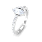 3/4 CT Marquise Cut Moonstone and Diamond Minimal Ring Moonstone - ( AAA ) - Quality - Rosec Jewels