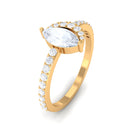 3/4 CT Marquise Cut Moonstone and Diamond Minimal Ring Moonstone - ( AAA ) - Quality - Rosec Jewels