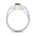 2.25 CT Oval Cut Citrine Cocktail Ring with Moissanite Stones Citrine - ( AAA ) - Quality - Rosec Jewels