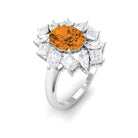 2.25 CT Oval Cut Citrine Cocktail Ring with Moissanite Stones Citrine - ( AAA ) - Quality - Rosec Jewels