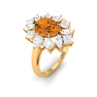 2.25 CT Oval Cut Citrine Cocktail Ring with Moissanite Stones Citrine - ( AAA ) - Quality - Rosec Jewels