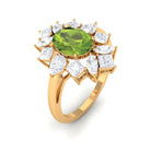 2.25 CT Natural Peridot Cocktail Ring with Moissanite Stones Peridot - ( AAA ) - Quality - Rosec Jewels