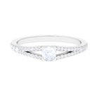 3/4 CT Minimal Moonstone and Diamond Split Shank Promise Ring Moonstone - ( AAA ) - Quality - Rosec Jewels