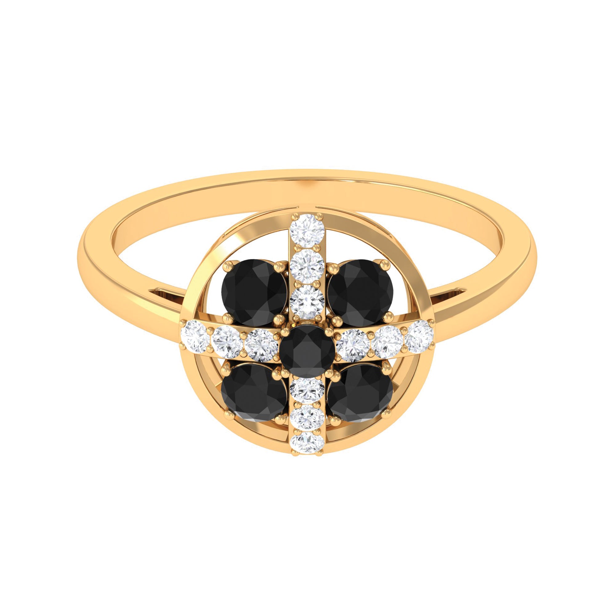 Genuine Black and White Diamond Contemporary Ring Black Diamond - ( AAA ) - Quality - Rosec Jewels