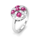 Real Pink Tourmaline Contemporary Ring with Diamond Pink Tourmaline - ( AAA ) - Quality - Rosec Jewels