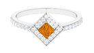 1 CT Princess Cut Citrine Geometric Ring with Diamond Accent Citrine - ( AAA ) - Quality - Rosec Jewels