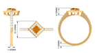 1 CT Princess Cut Citrine Geometric Ring with Diamond Accent Citrine - ( AAA ) - Quality - Rosec Jewels