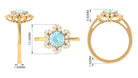 Sky Blue Topaz Flower Ring with Diamond Halo Sky Blue Topaz - ( AAA ) - Quality - Rosec Jewels