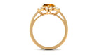 Round Shape Citrine Flower Ring with Diamond Halo Citrine - ( AAA ) - Quality - Rosec Jewels