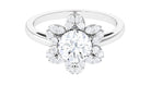 Cubic Zirconia Flower Promise Ring Zircon - ( AAAA ) - Quality - Rosec Jewels