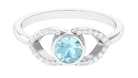 Bezel Set Solitaire Sky Blue Topaz and Diamond Ring in Split Shank Sky Blue Topaz - ( AAA ) - Quality - Rosec Jewels