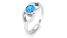 0.75 CT Swiss Blue Topaz Solitaire Ring with Diamond Accent Swiss Blue Topaz - ( AAA ) - Quality - Rosec Jewels