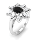 1.75 CT Natural Black Diamond Flower Cocktail Ring with Moissanite Black Diamond - ( AAA ) - Quality - Rosec Jewels