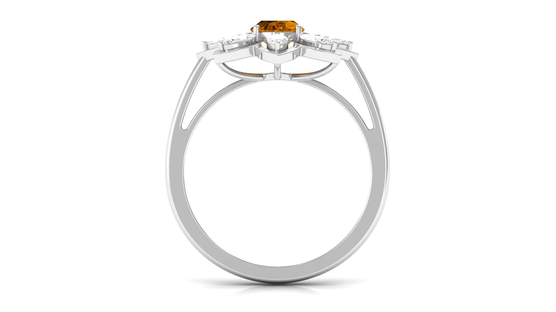 1.25 CT Oval Cut Citrine Cocktail Ring with Moissanite Stones Citrine - ( AAA ) - Quality - Rosec Jewels