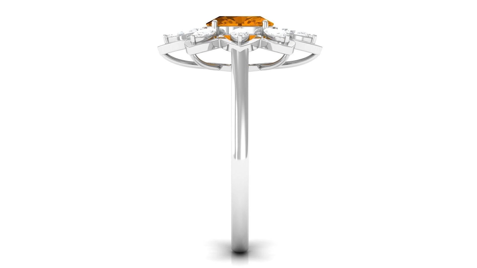 1.25 CT Oval Cut Citrine Cocktail Ring with Moissanite Stones Citrine - ( AAA ) - Quality - Rosec Jewels