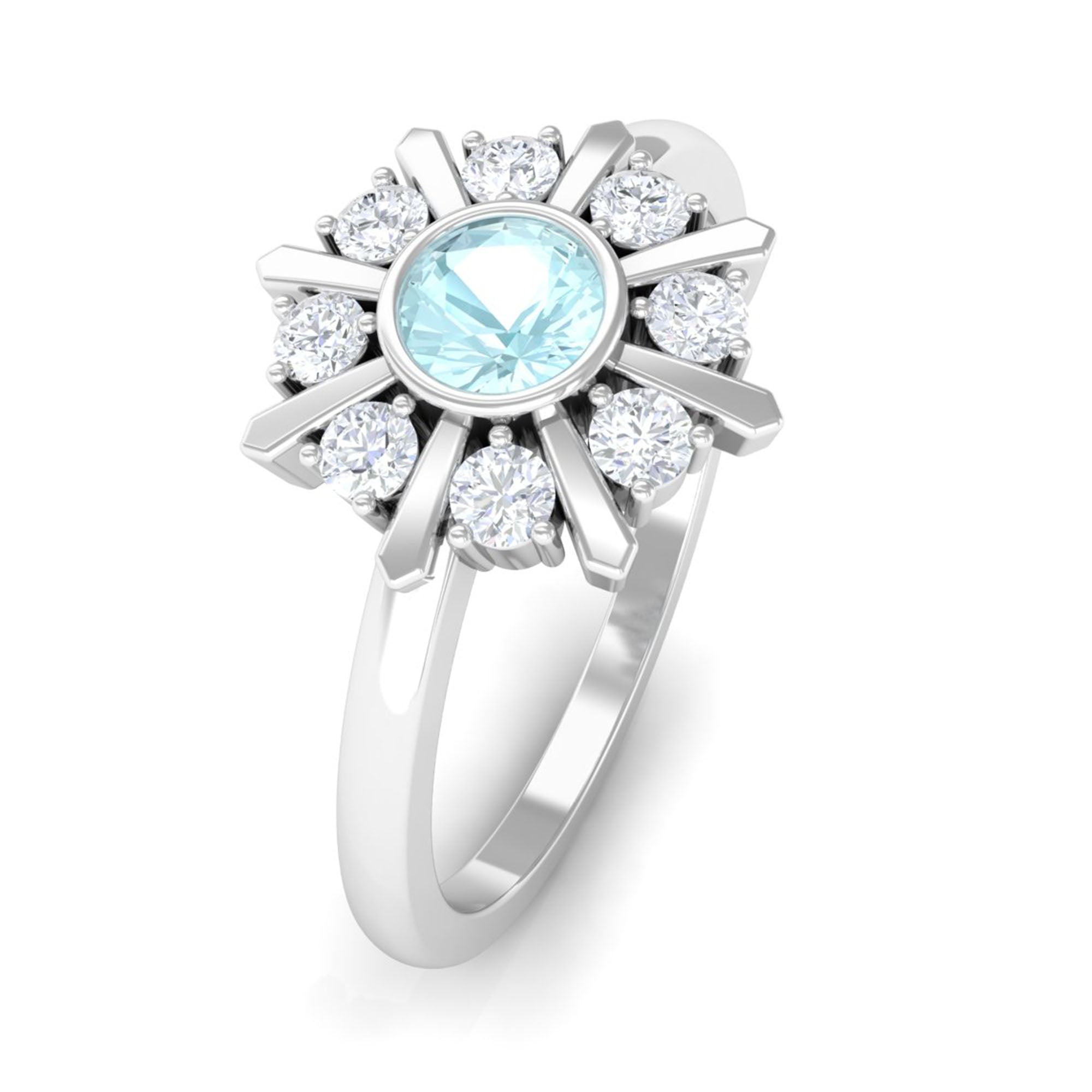 3/4 CT Sky Blue Topaz and Diamond Statement Ring Sky Blue Topaz - ( AAA ) - Quality - Rosec Jewels