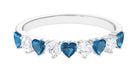 Heart Shape London Blue Topaz and Moissanite Half Eternity Ring London Blue Topaz - ( AAA ) - Quality - Rosec Jewels