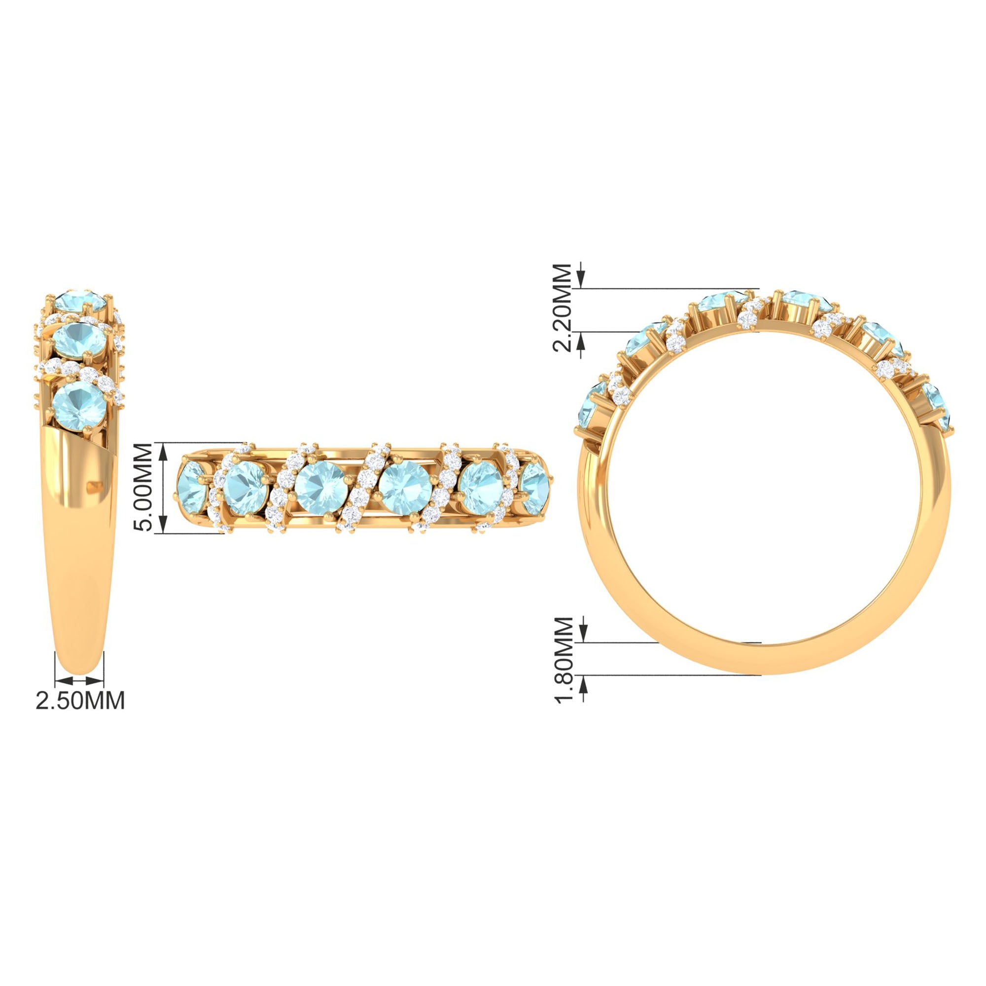 3/4 CT Sky Blue Topaz Designer Anniversary Band with Diamond Sky Blue Topaz - ( AAA ) - Quality - Rosec Jewels